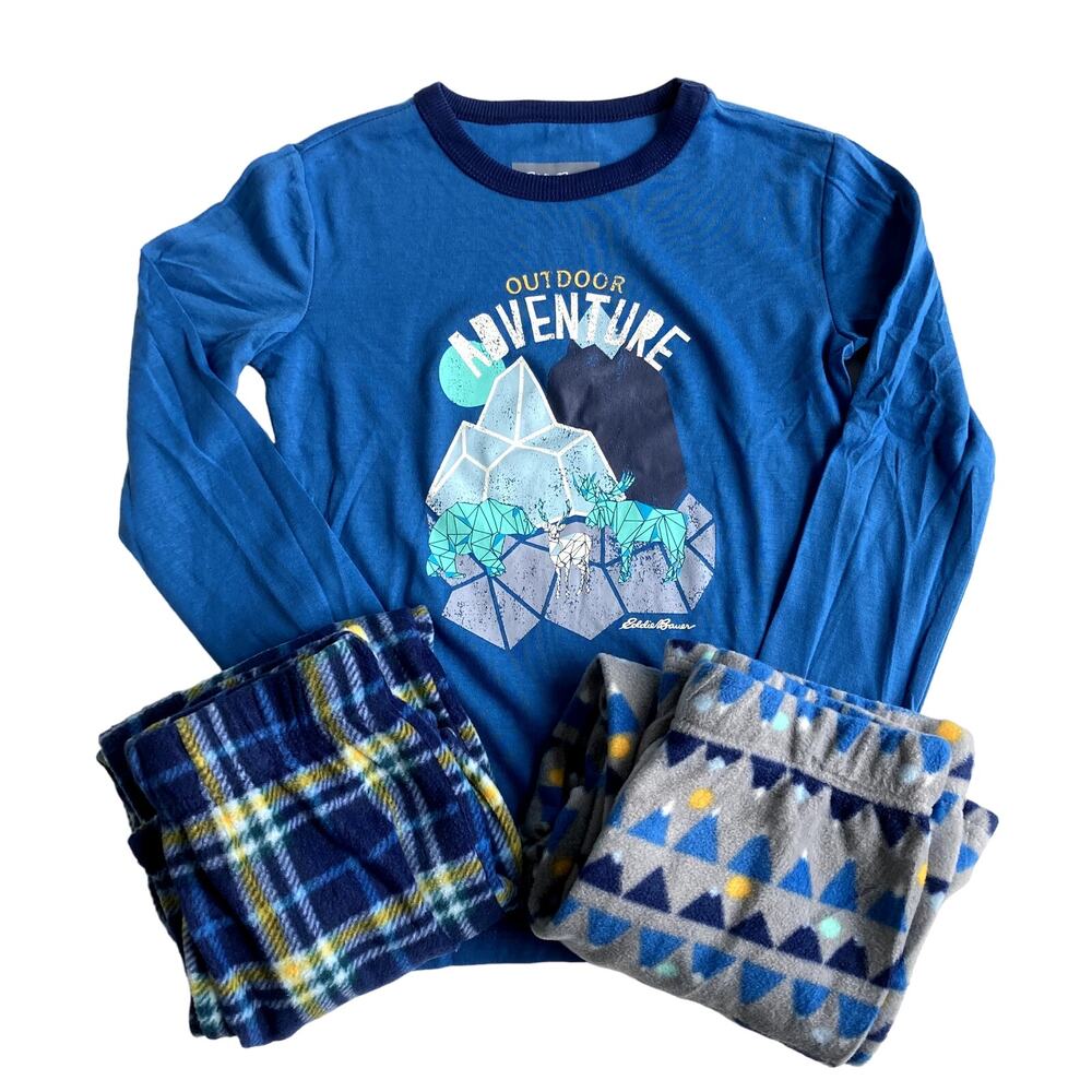 Eddie Bauer Outdoor Adventure Fleece Pajama Bundle - Blue - 5/6 or XS